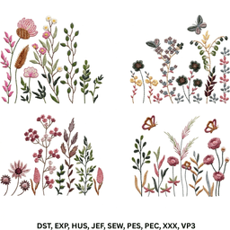 Wildflower Meadow Embroidery Design Bundle, Cottagecore Boho Floral thumbnail 2