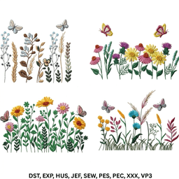 Wildflower Meadow Embroidery Design Bundle, Cottagecore Boho Floral thumbnail 3