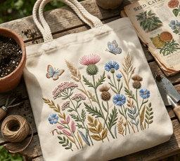 Wildflower Meadow Embroidery Design Bundle, Cottagecore Boho Floral thumbnail 5