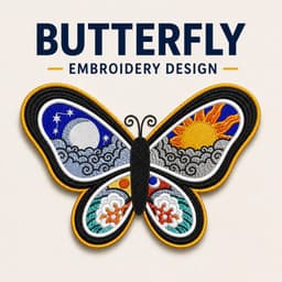 Celestial Butterfly Embroidery Design | Sun Moon Boho Machine File (Instant Download) thumbnail 1