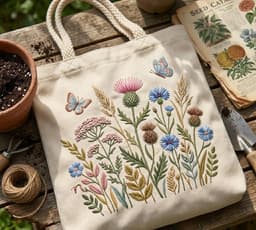 Wildflower Meadow Embroidery Design Bundle, Cottagecore Boho Floral thumbnail 5