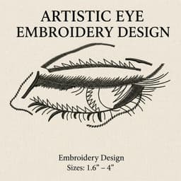 Artistic Eye Embroidery Design | Hand Drawn Line Art (Instant Download) thumbnail 1