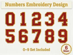 Varsity Applique Embroidery Numbers 0-9 – Satin Stitch Sports Style (Instant Download) thumbnail 1