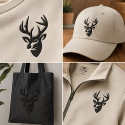 Majestic Deer Head Embroidery Design | Buck Antler Machine Embroidery File | Hunting Wildlife Pattern thumbnail 6