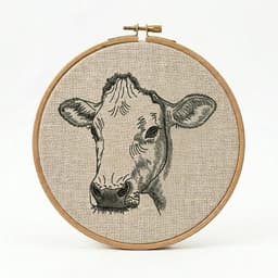 Cow Face Embroidery Design, Farm Animal Applique, 5 Sizes (Digital Download) thumbnail 2