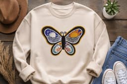Celestial Butterfly Embroidery Design | Sun Moon Boho Machine File (Instant Download) thumbnail 5
