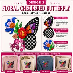 Butterfly Embroidery Design Set of 2, Floral Butterfly Machine Embroidery Pattern thumbnail 5