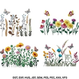 Wildflower Meadow Embroidery Design Bundle, Cottagecore Boho Floral thumbnail 3