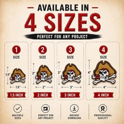 Pirate Skull Embroidery Patch, Jolly Roger Design, Anime Style (4 Sizes) thumbnail 8