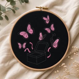 Butterflies in a Box Embroidery Design | Cute Pink Butterfly Machine Embroidery Pattern thumbnail 5