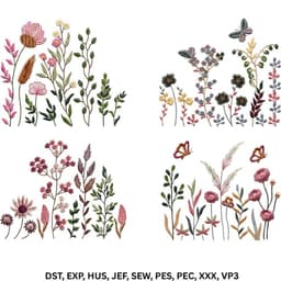 Wildflower Meadow Embroidery Design Bundle, Cottagecore Boho Floral thumbnail 2