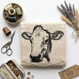 Cow Face Embroidery Design, Farm Animal Applique, 5 Sizes (Digital Download) thumbnail 5