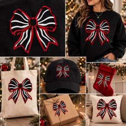 Christmas Bow Embroidery Designs Bundle, Coquette Ribbon Machine Files (Instant Download) thumbnail 5