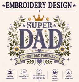 Super Dad embroidery design | Father's day machine embroidery file | Instant Download thumbnail 1