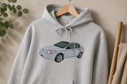 Silver Sedan Car Embroidery Design | Realistic Car Machine Embroidery Pattern | Instant Download thumbnail 5