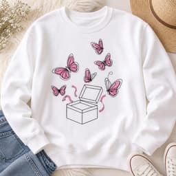 Butterflies in a Box Embroidery Design | Cute Pink Butterfly Machine Embroidery Pattern thumbnail 4