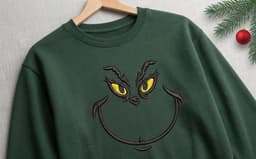Grinch Face Embroidery Design Bundle | Christmas Machine Embroidery Files (Digital Download) thumbnail 3