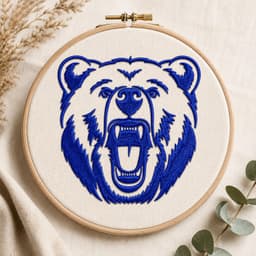 Bear Head Embroidery Design, Embroidery Pattern, Animal Embroidery | 6 sizes thumbnail 2