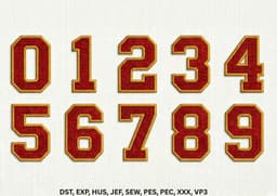 Varsity Applique Embroidery Numbers 0-9 – Satin Stitch Sports Style (Instant Download) thumbnail 2
