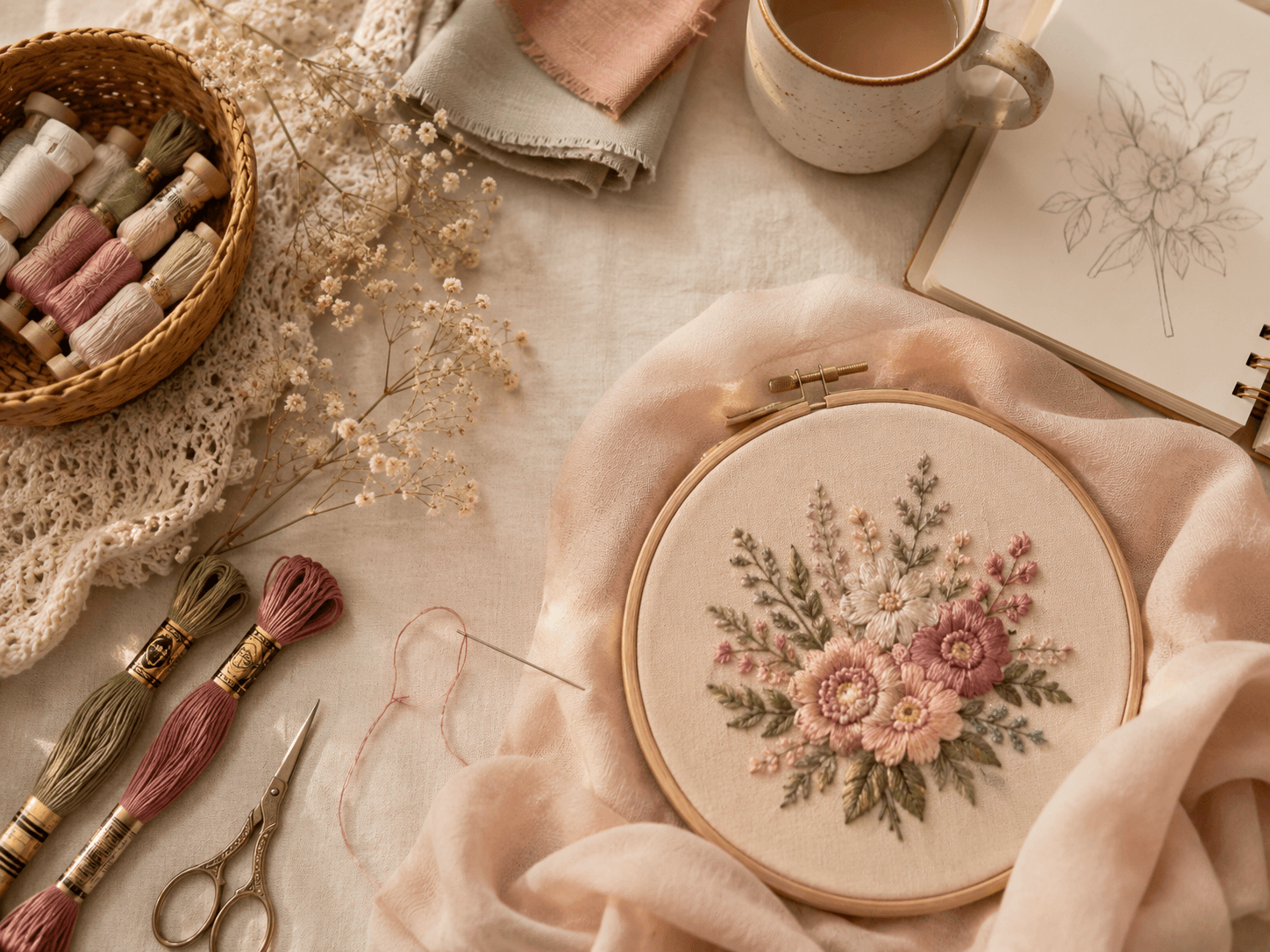 Irha at her embroidery setup
