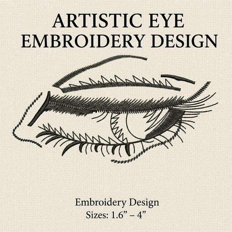 Artistic Eye Embroidery Design | Hand Drawn Line Art (Instant Download)