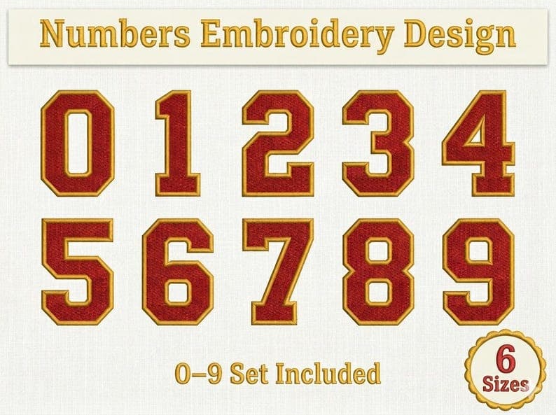 Varsity Applique Embroidery Numbers 0-9 – Satin Stitch Sports Style (Instant Download)