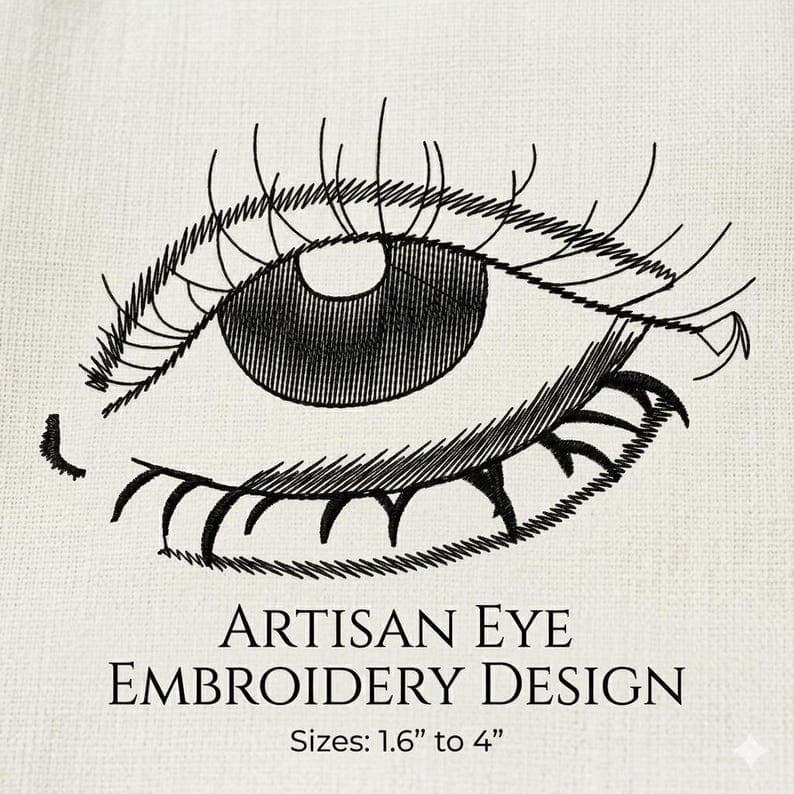 Artisan Eye Embroidery Design | Hand-Drawn Sketch, Line Art (Instant Download)